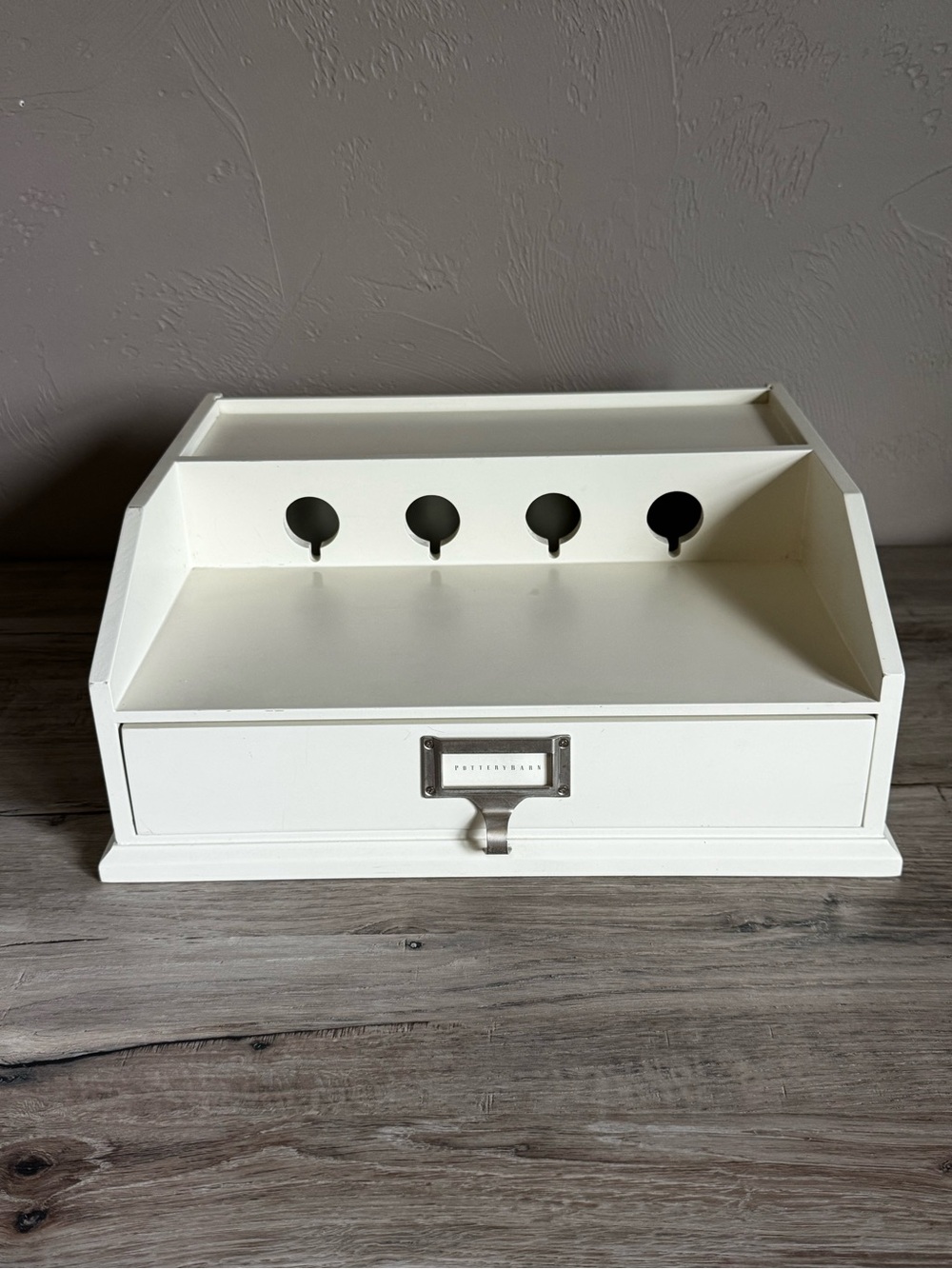 Pottery Barn Bedford Charging Station Desk Organizer White/Off White